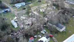 The consequences of the passage of a tornado through the village of Tangipahoe in Louisiana