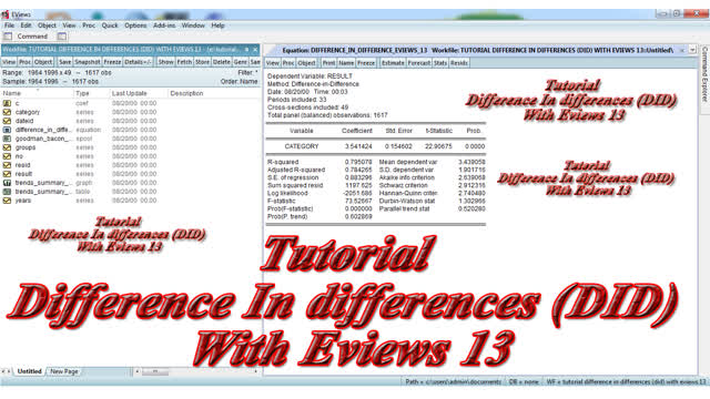 Tutorial Difference In difference (DID) With Eviews 13