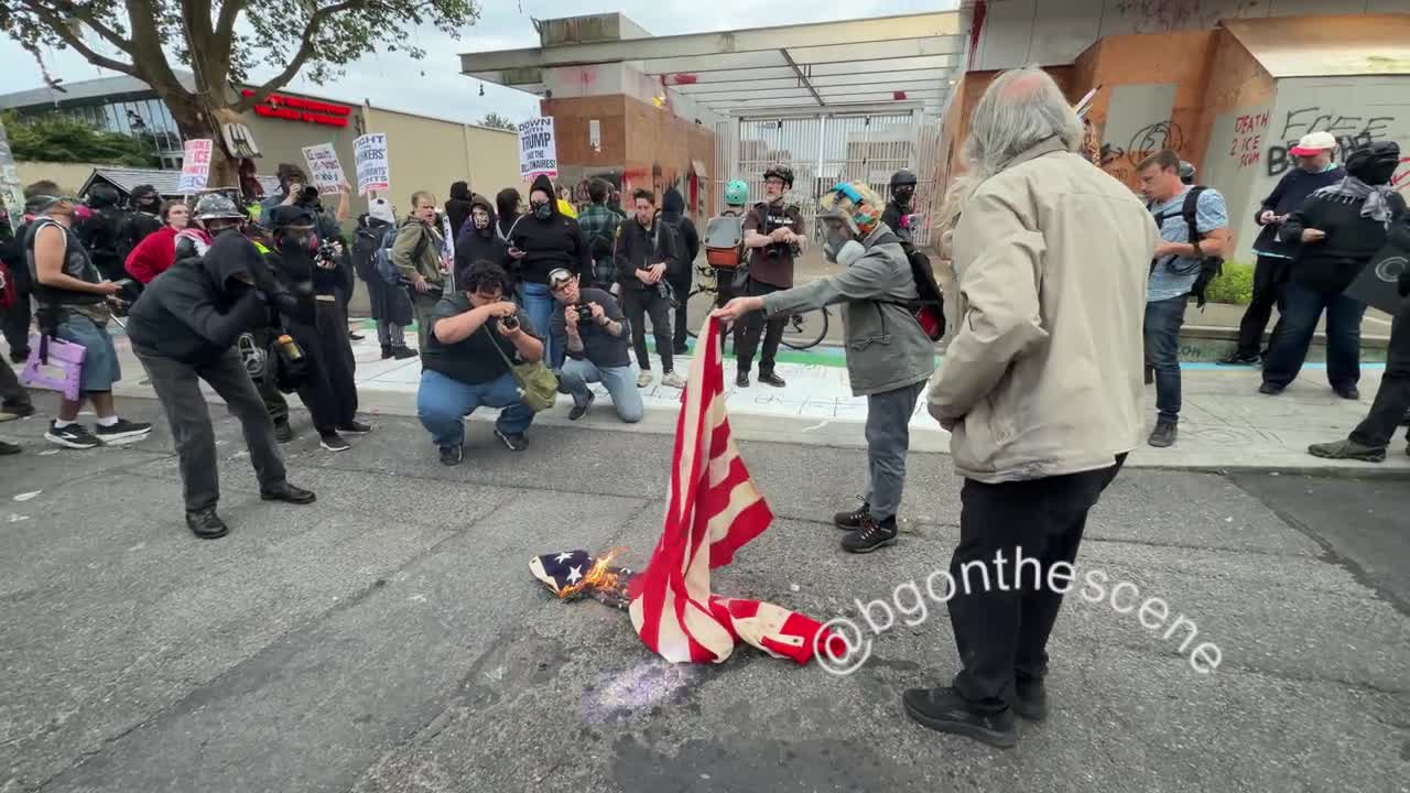 American Flag Burned in Portland, Oregon May 2 2026 (shadowbanned by youtube)