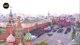 Parade squads take a solemn march along Red Square