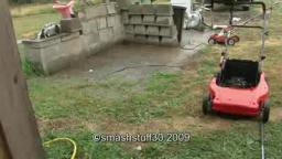 cordless lawn mower destruction