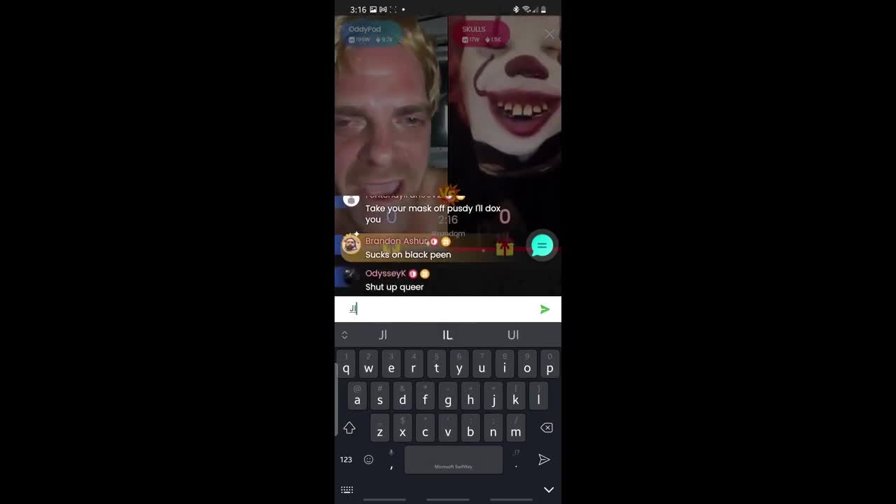 OddKast BT yelling on POF call with pennywise