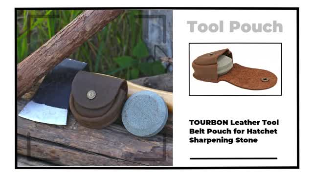 TOURBON Leather Tool Belt Pouch for Hatchet Sharpening Stone