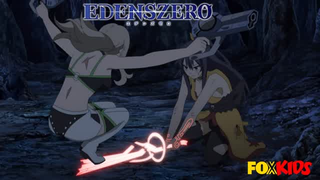 Edens Zero Awsome Moments - Homura and Rebecca Double Tag Team to Defeat the Black Rock Monster