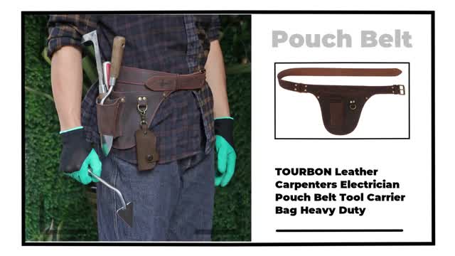 TOURBON Leather Carpenters Electrician Pouch Belt Tool Carrier Bag Heavy Duty