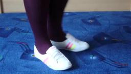 Jana shows her Adidas Piona Ballerinas shiny white, pink, orange, yellow and white