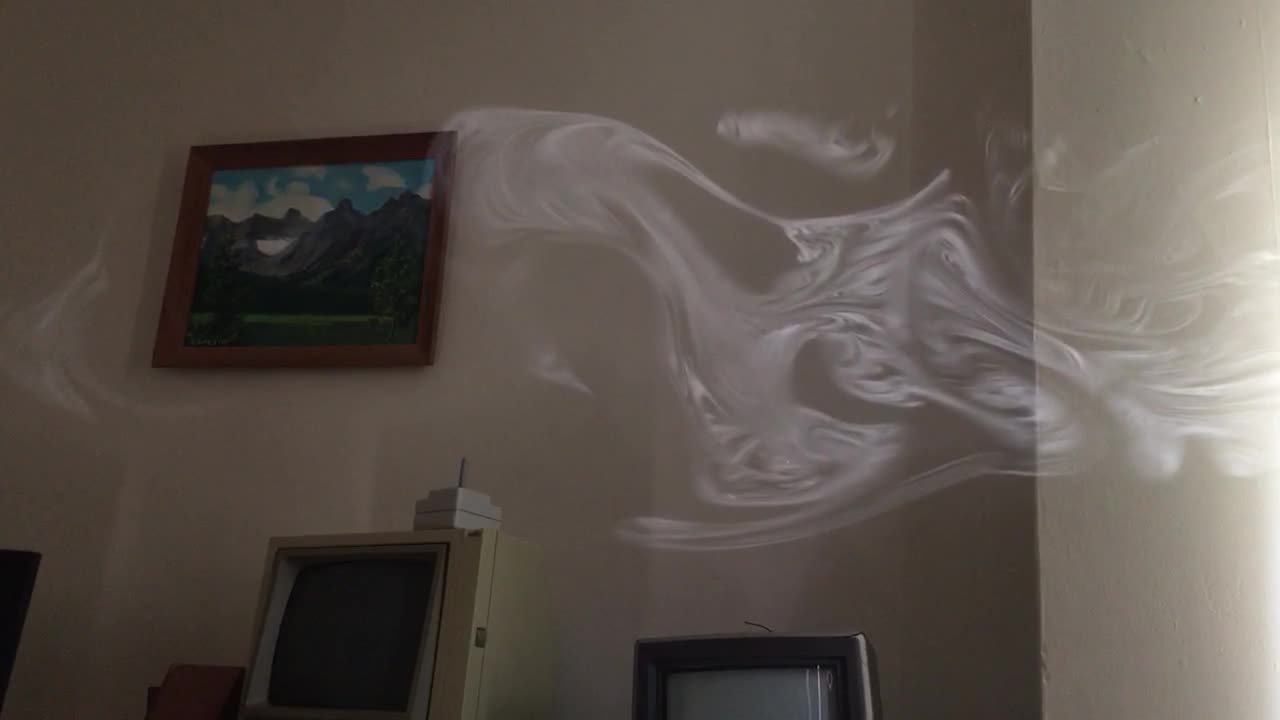 Smoke interacting with a sun beam