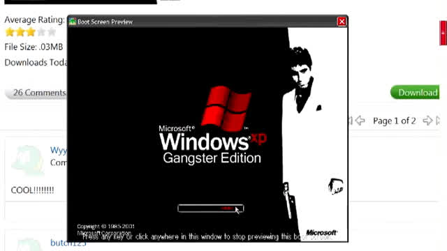 Windows XP Gangster Edition boot screen