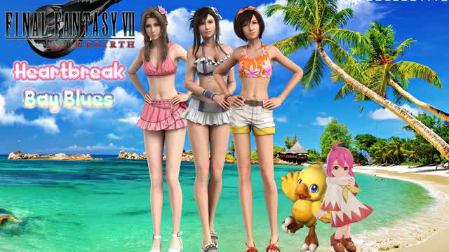 Final Fantasy VII Girls Beach Party Custom Wallpaper - Heartbreak Bay Blues [Yui Asaka]