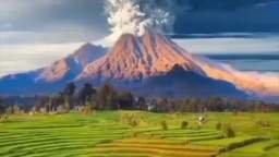 volcano eruption art.