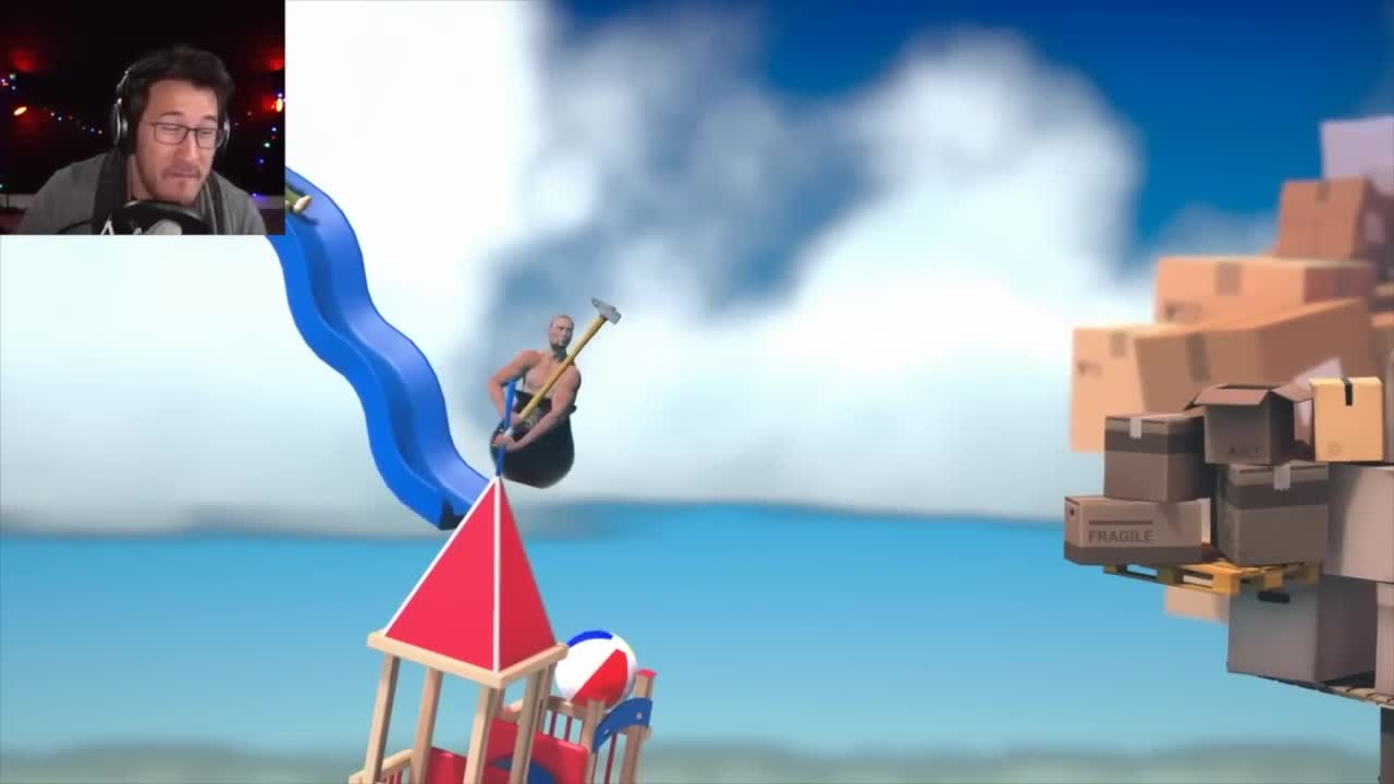 Markiplier losing his mind while playing Getting Over It for almost 7 minutes straight