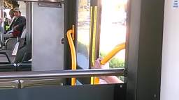 Crazy dude breaks window on bus