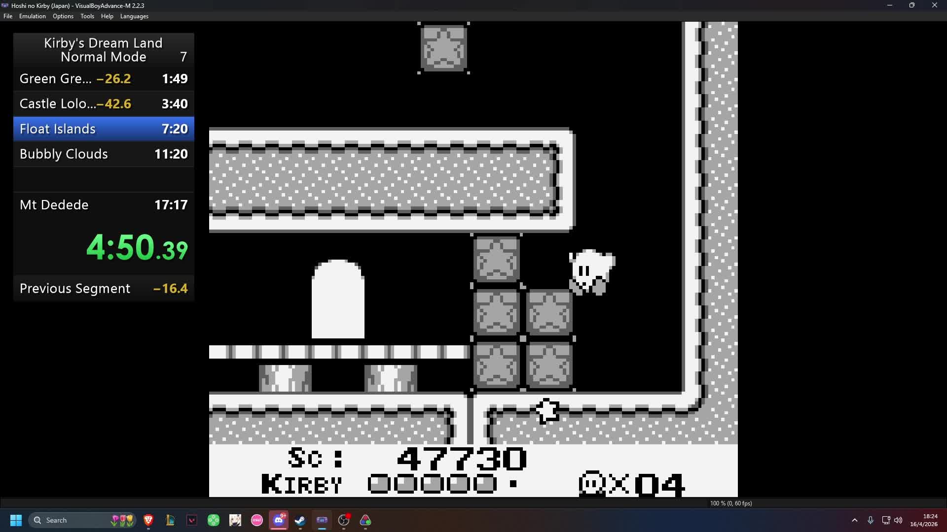 Kirby's dream land speedrun 15:31
