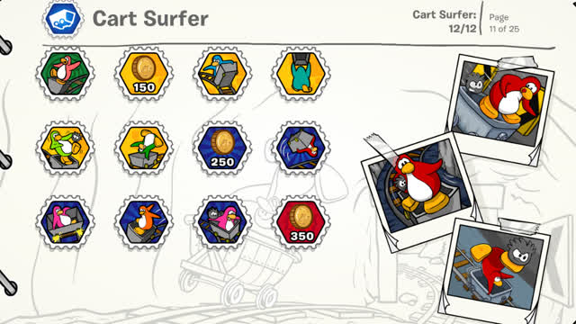 Club penguin - completando todos los logros de carrito surfero