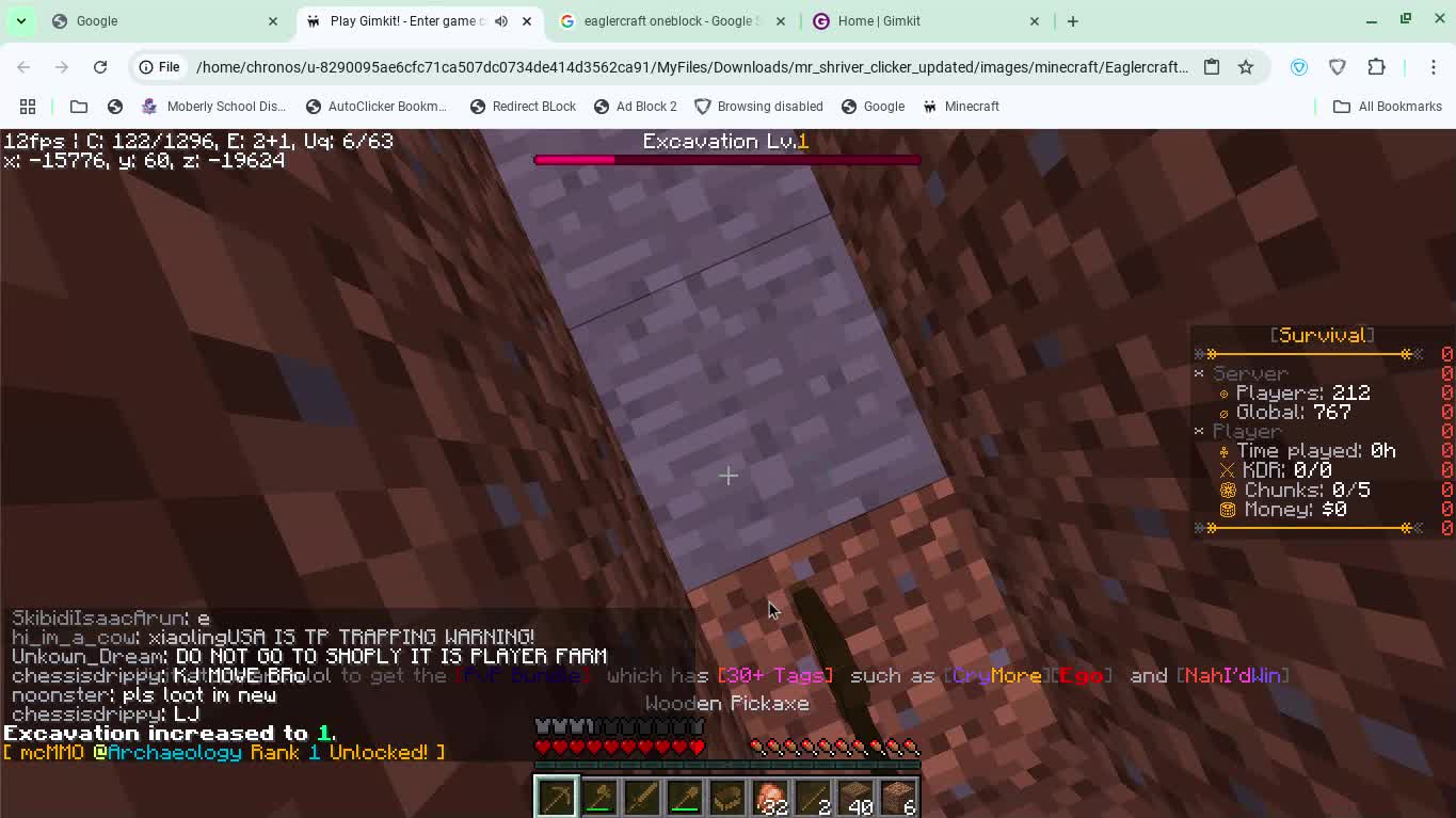 playing Minecraft in school