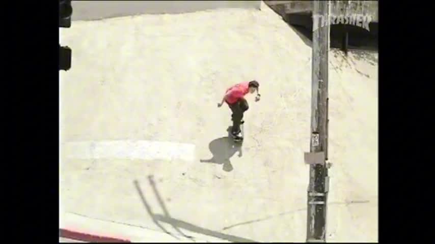 Bam Margera jump off a building skate part