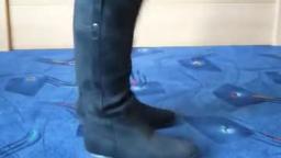 Jana shows her velvet boots Graceland black knee high