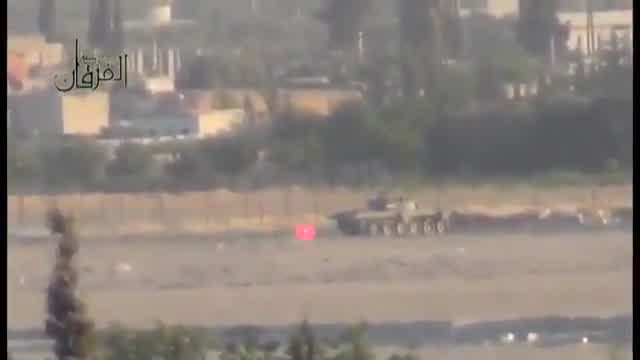 TOW rocket destroys a stationary SAF T-72