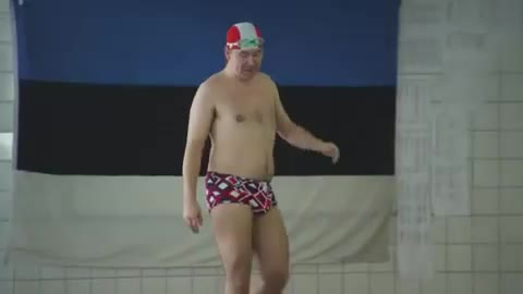 Swimming in the pool after using a bottle of vodka