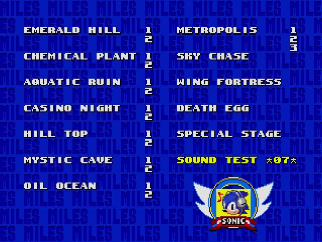 Sonic the Hedgehog 2 level select