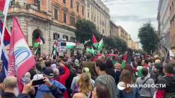 A rally in support of Palestine took place in the center of Rome