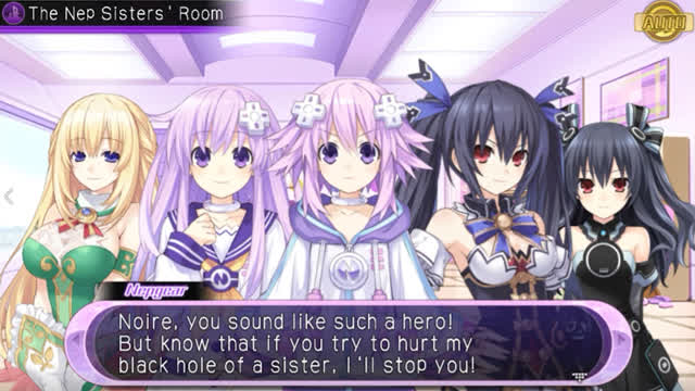 Hyperdimension Neptunia U Action Unleashed - Ch.1 Event Cutscene - The Nep Sisters Room 1