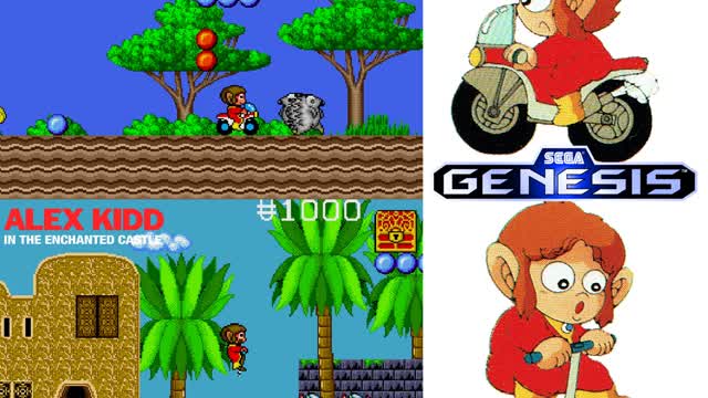 Alex Kidd in the Enchanted Castle (Sega Genesis) Pogo Alex + Motorcycle Alex