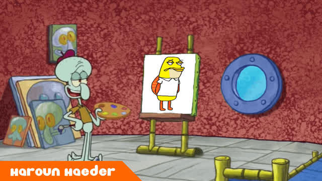 Squidward Messes up his Oswald McNulty Painting due to SpongeBob