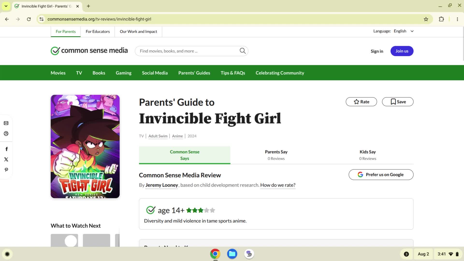 Invincible Fight Girl TV Review