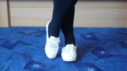 Jana shows her Adidas Concord Round Ballerinas shiny white and silver