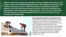 Affordable Commercial Metal Roofing Contractors | ASAP Roofing & Exteriors