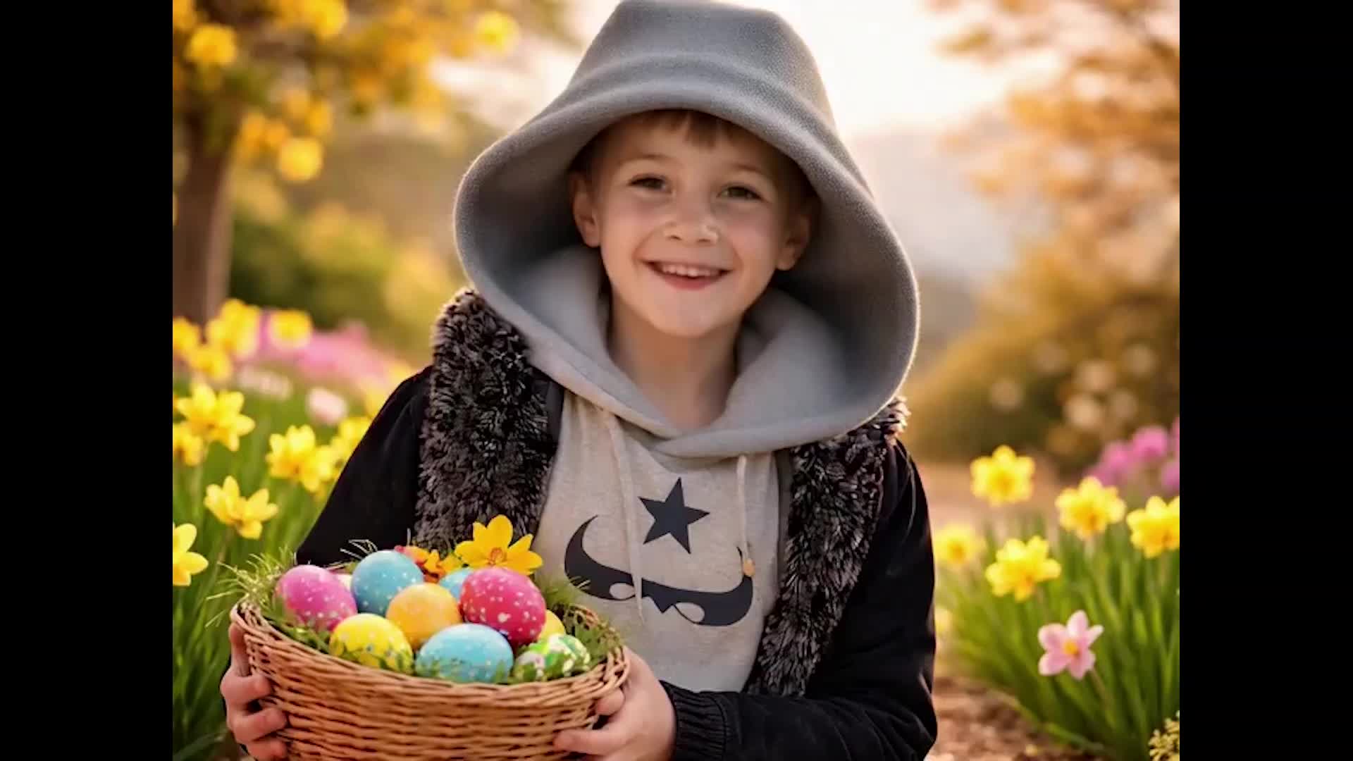 Er sucht nach Ostern Eier