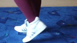 Jana shows her Adidas Top Ten Hi shiny white silver with loop