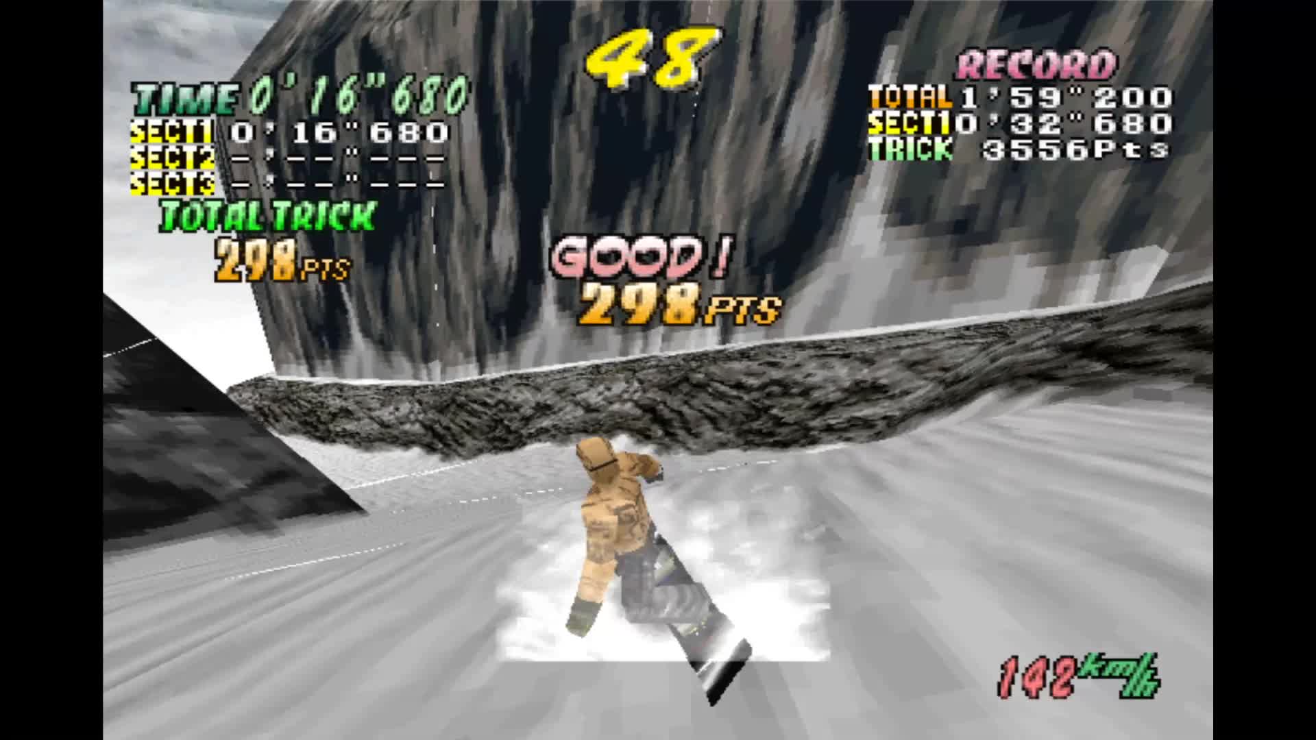 Cool Boarders 2 (PSX) - Pipeline Canyon Shortcut w/o Rail Sliding