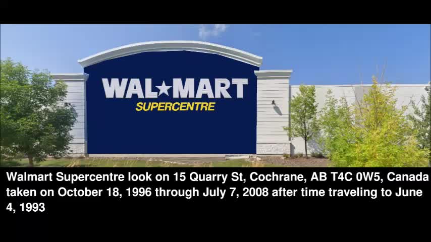 how Walmart Supercentre will look like on 15 Quarry St, Cochrane, AB T4C 0W5, Canada when time trave