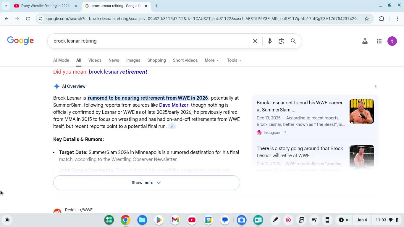 to me Brock lesnar's retiring is false rumors