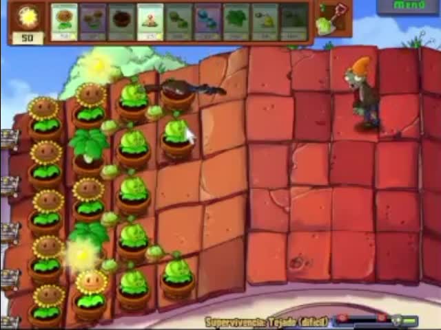 Plantas contra zombies - supervivencia tejado difícil (1/2)