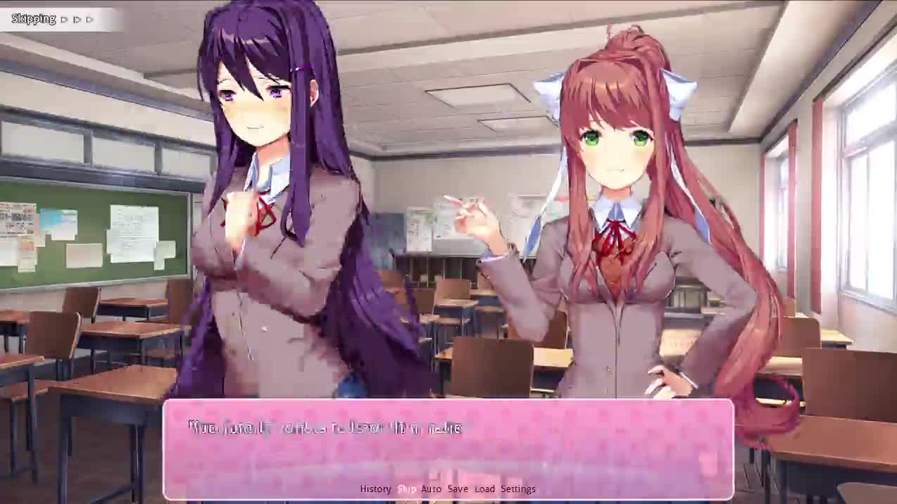Playing throguh the DOKI DOKI literature Club by skipping :v