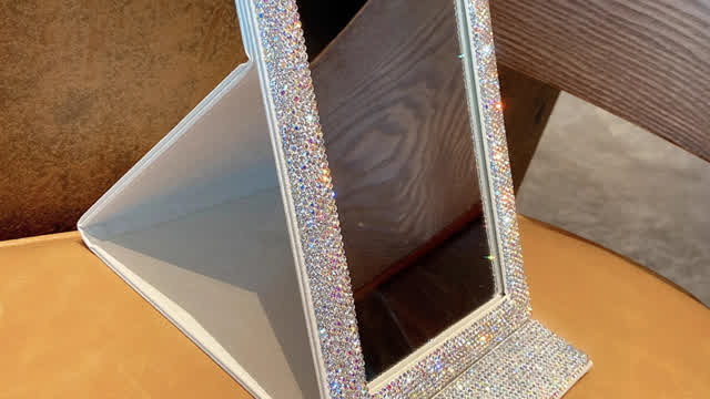 Luxury Shiny Rhinestone Table Mirror Bling Diamond Makeup Mirror