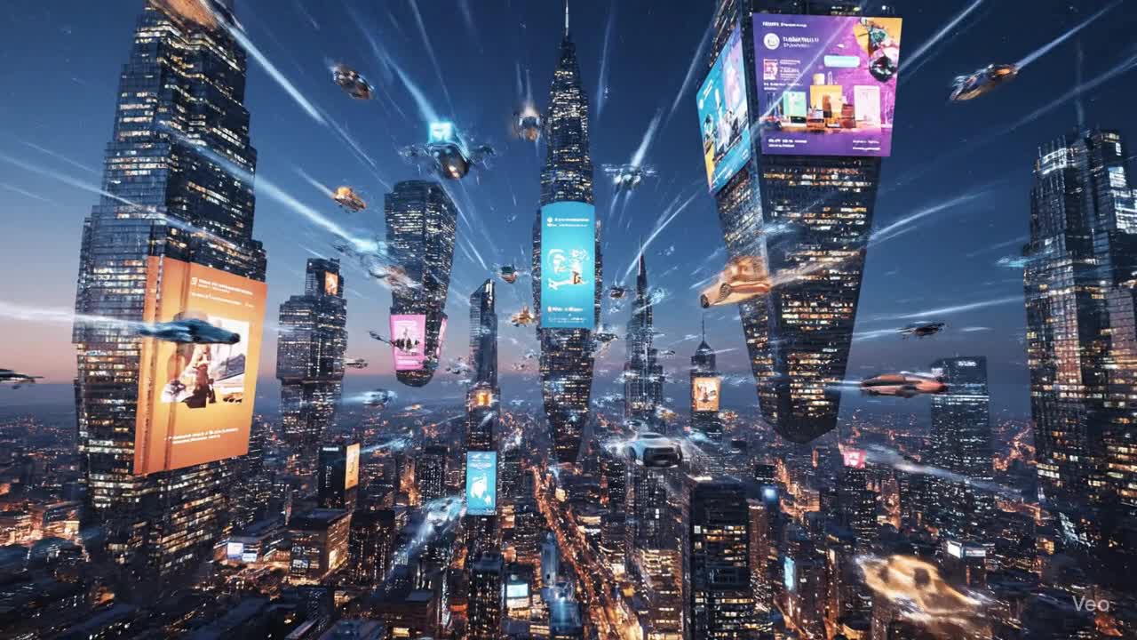 Utilizando veo 3 ciudad futurista