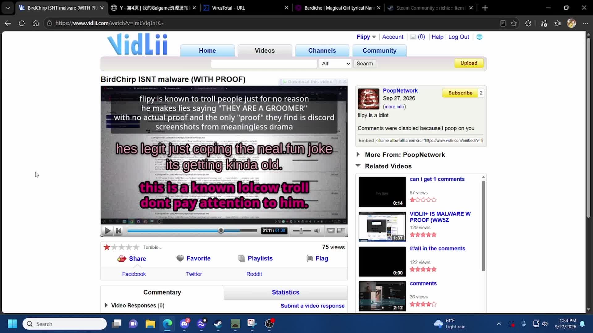 POOPNETWORK AND WW5Z IS LYING! MORE PROOF BIRDCHIRP IS MALWARE