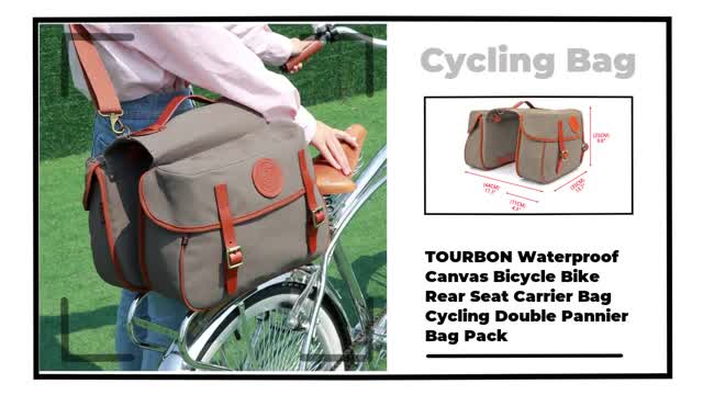 TOURBON Waterproof Canvas Bicycle Bike Rear Bag Cycling Double Pannier Bag