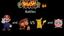 Super Smash Bros 64 Battles #2: Mario and Donkey Kong vs Pikachu and Jigglypuff