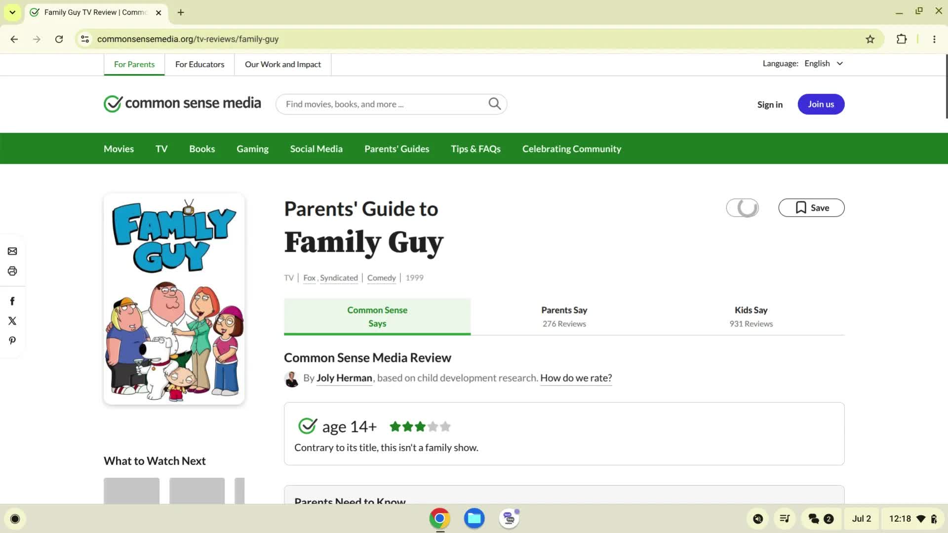 Family Guy TV Review Family Guy TV Review