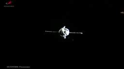 The Progress MS-22 cargo spacecraft docked with the Zvezda module of the Russian segment of the Inte